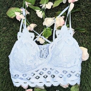 Elegant Lace Bralette in Light Blue